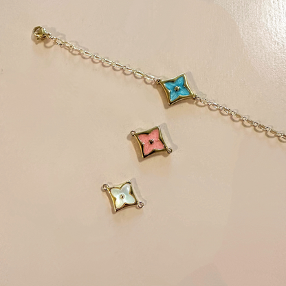 Labubu Square Flower Necklace (multiple colors)