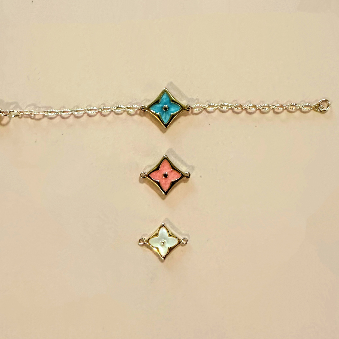 Labubu Square Flower Necklace (multiple colors)