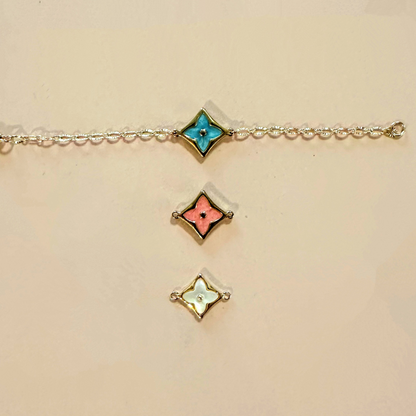 Labubu Square Flower Necklace (multiple colors)